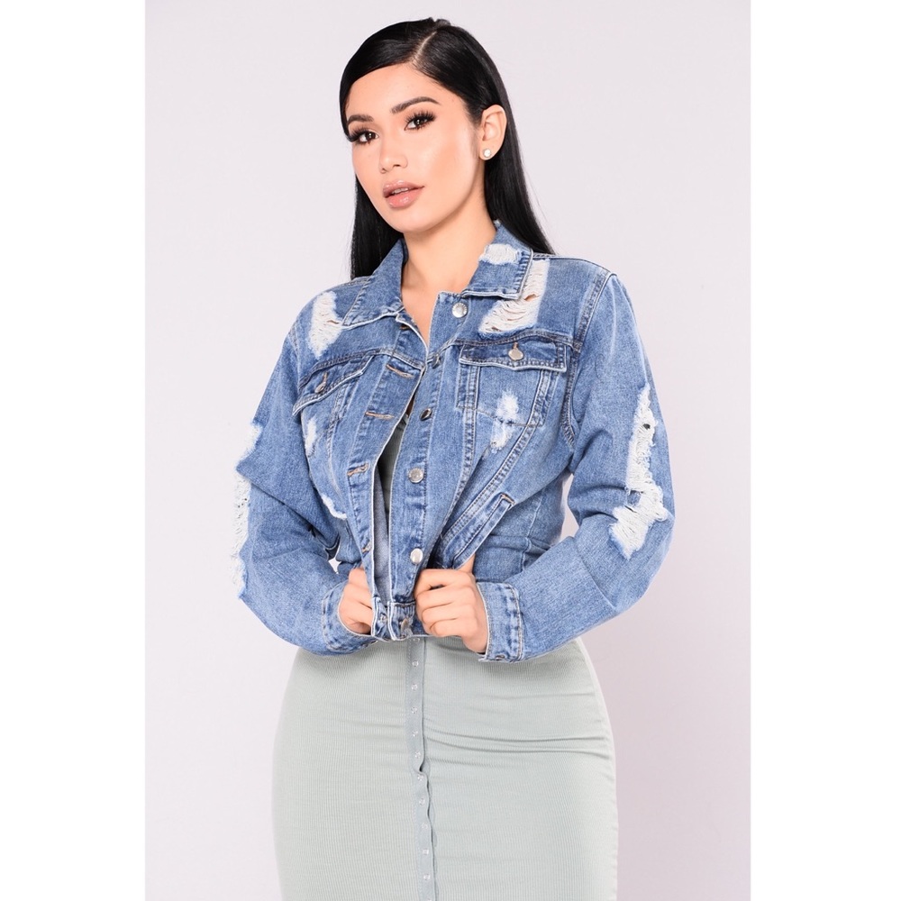 🚫SOLD Fashion Nova Distressed Denim Jacket